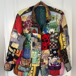 VINTAGE 220 Hickory Patchwork Quilted Silk Multicolor Women's Jacket